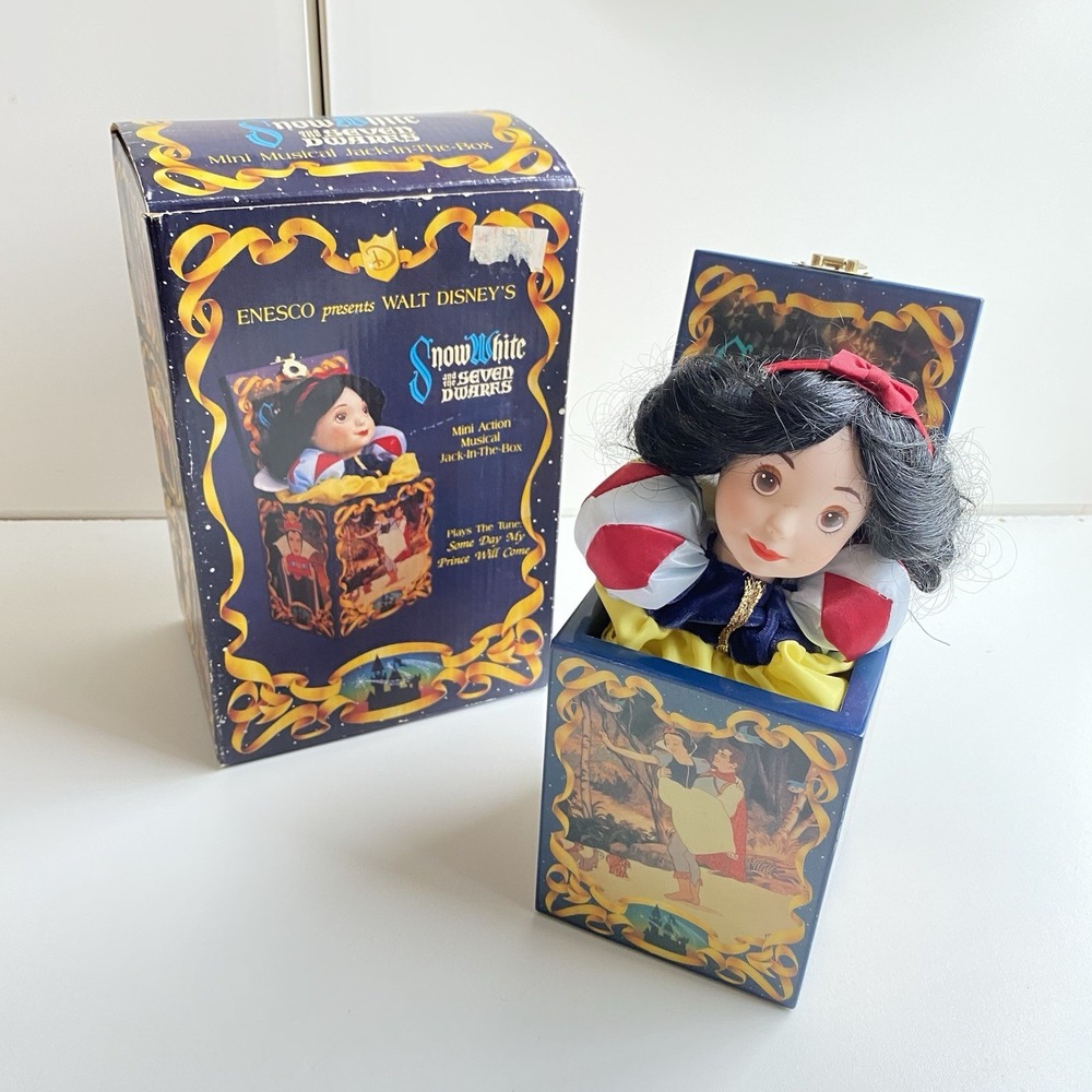 Vintage ENESCO Snow‎ White MUSICAL JACK IN THE BOX Disney Collectable Works